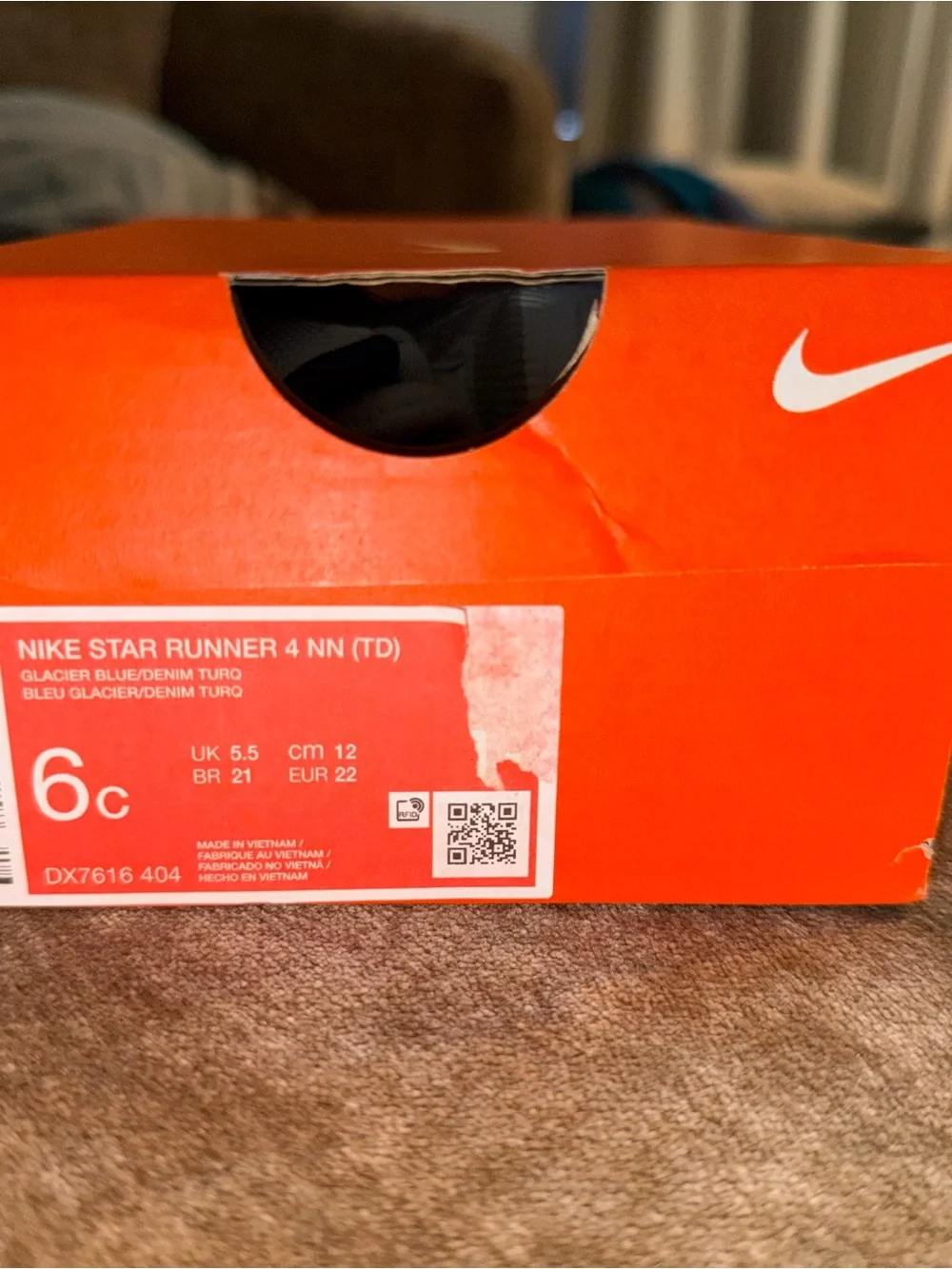Nike Kids Light Blue Sneakers with Teal Swoosh